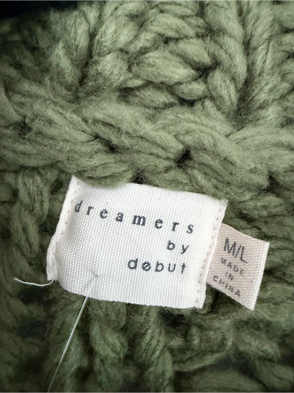 Dreamers by Debut green chunky thick knit cardigan size M/L indie boho - Picture 2 of 3
